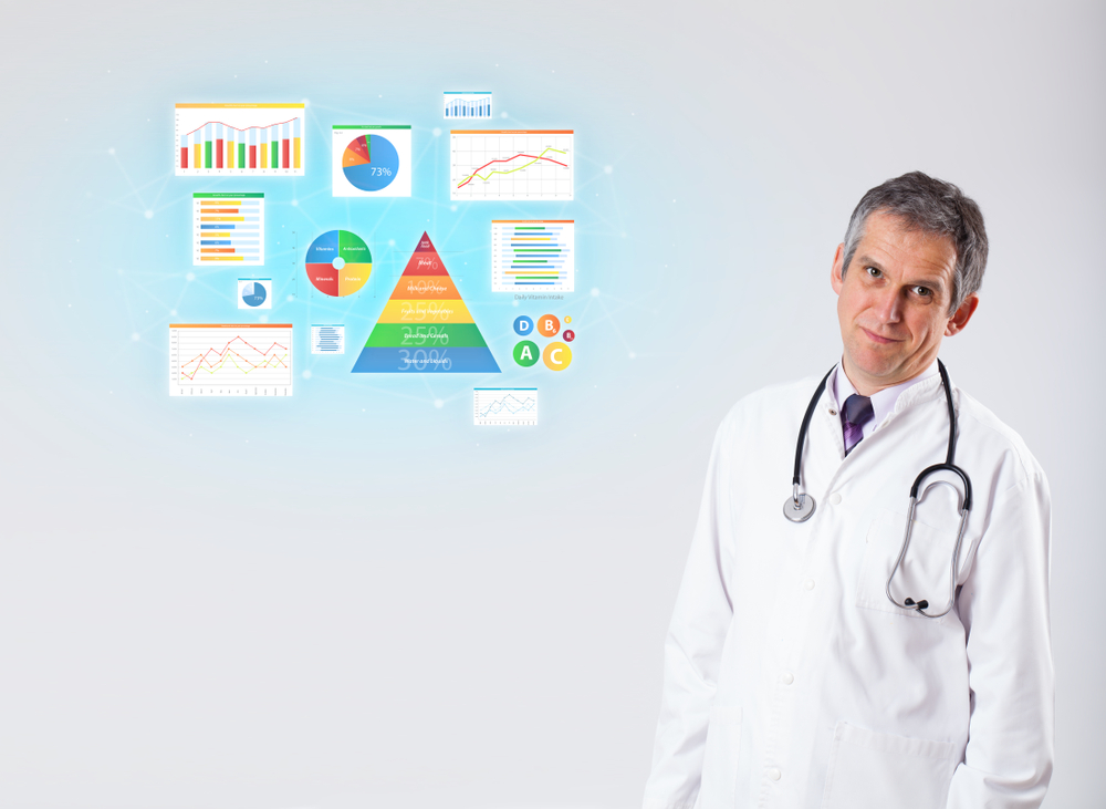 Middle aged nutritionist with nutrient intake concept